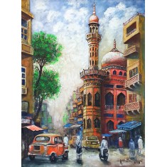 Anwer Sheikh, 18 x 24 Inch, Acrylic on Canvas, Cityscape Painting, AC-ANS-077